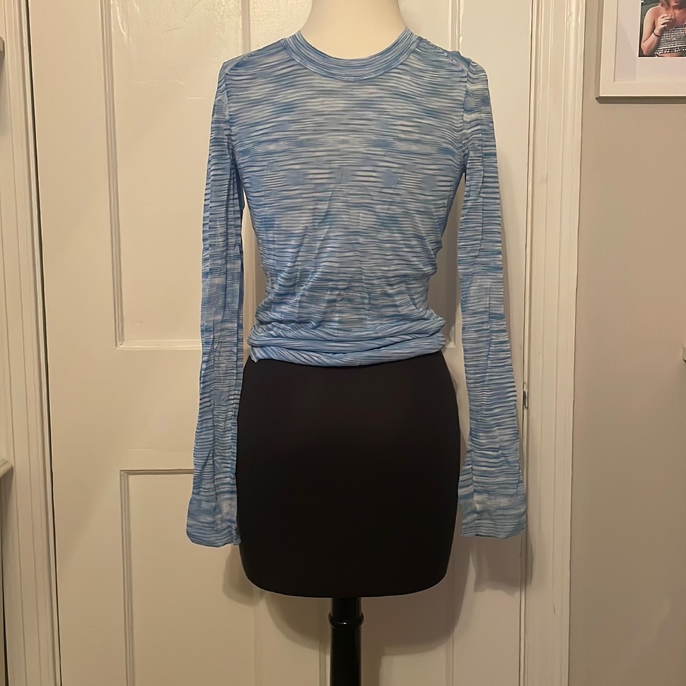 Isabel Marant Etoile blue and white mesh long sleeve top